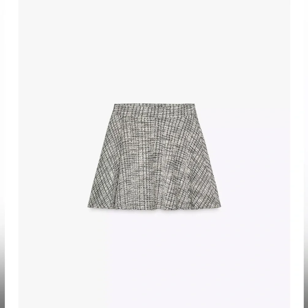 ZARA STRUCTURED JACQUARD MINI SKIRT GRAY NWT - Picture 1 of 3